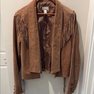Forever 21 Brown Suede Jay with Fringe Western Inspired size Large